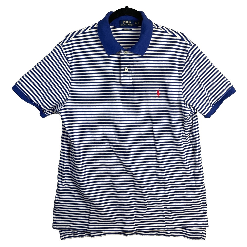 Polo Ralph Lauren Shirt Mens XL Striped Short Sleeve Custom Fit‎ Casual Preppy